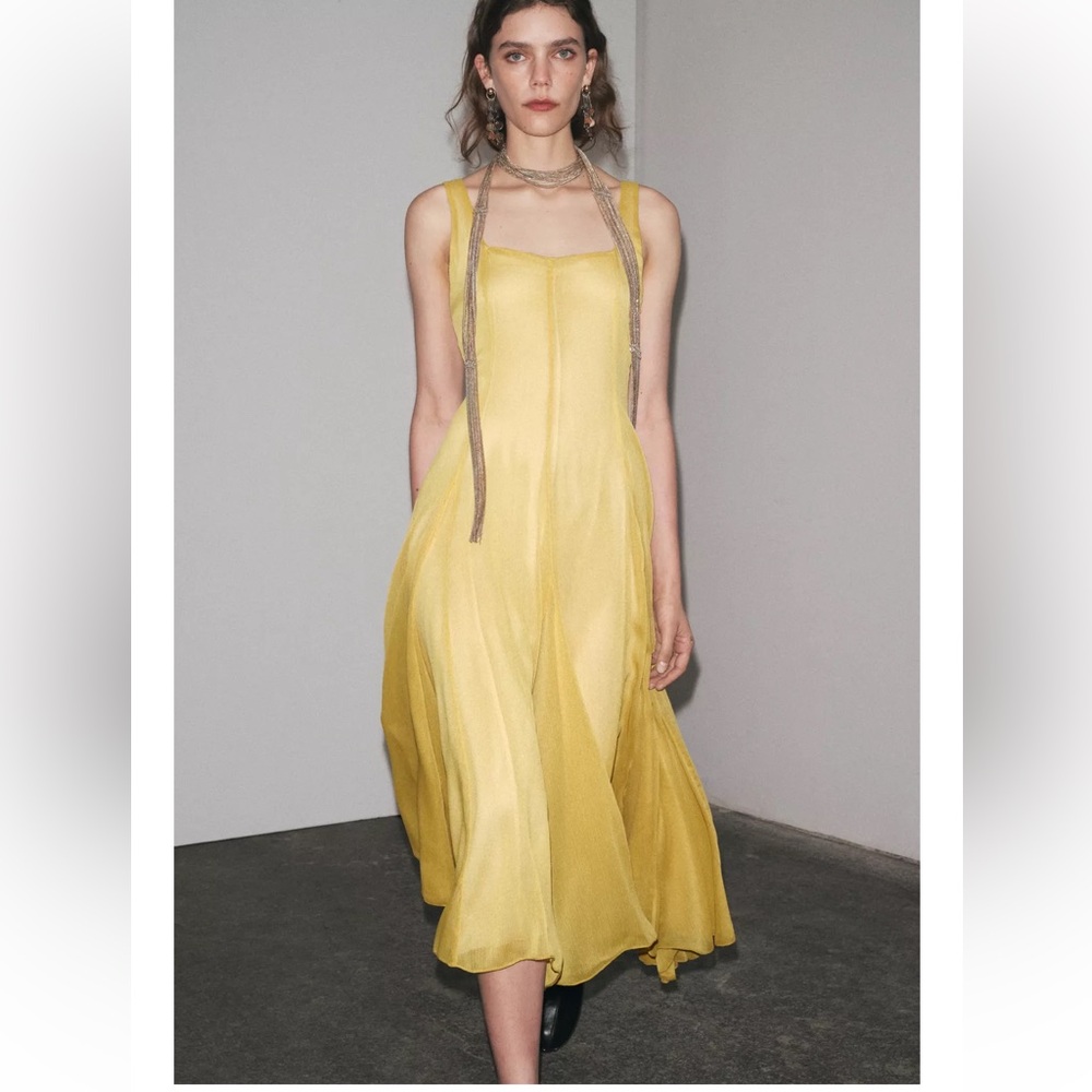 Zara Yellow Midi Dress